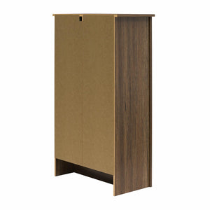 English Elm Alton Farmhouse Chest with Sliding Barn Door Five Drawers and Matte Black Hardware Walnut B2733S00015