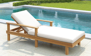 English Elm Trexm Acacia Wood Outdoor Chaise Lounge Set Reclining Patio Sunbed with Cushions Beige,Light Teak TM000034AAD