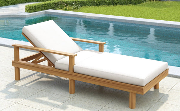 English Elm Trexm Acacia Wood Outdoor Chaise Lounge Set Reclining Patio Sunbed with Cushions Beige,Light Teak TM000034AAD