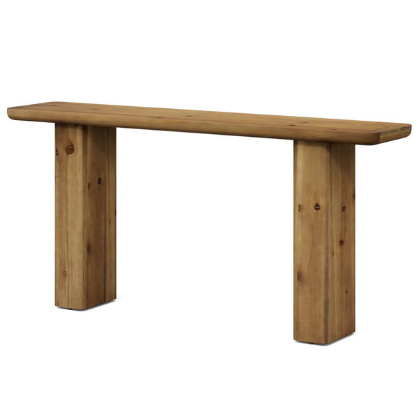 English Elm Practical Geometric Console Table with Matte Black Wood Grain Finish for Entryway or Sofa T3971P458073