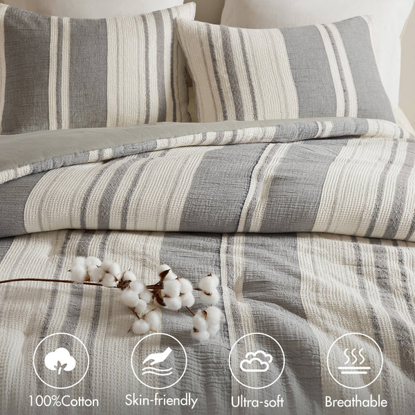 English Elm 3PCS King Comforter Set – Plush Washed Microfiber Comforter & Shams, Hypoallergenic 100% Poly Fill Luxury Grey 23.03 L x 21.46 W x 14.17 H B035P341115