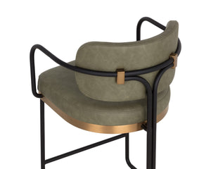 Sunpan JALEN Counter Stool - Modern Faux-Leather Design with Gold Accents for Chic Kitchen & Bar Seating 112481
