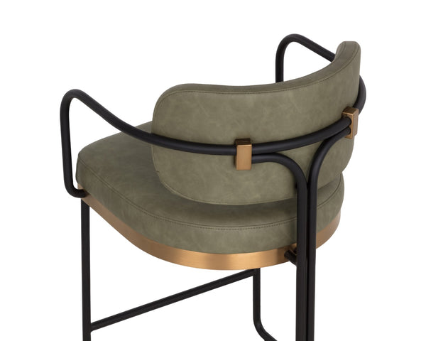 Sunpan JALEN Counter Stool - Modern Faux-Leather Design with Gold Accents for Chic Kitchen & Bar Seating 112481