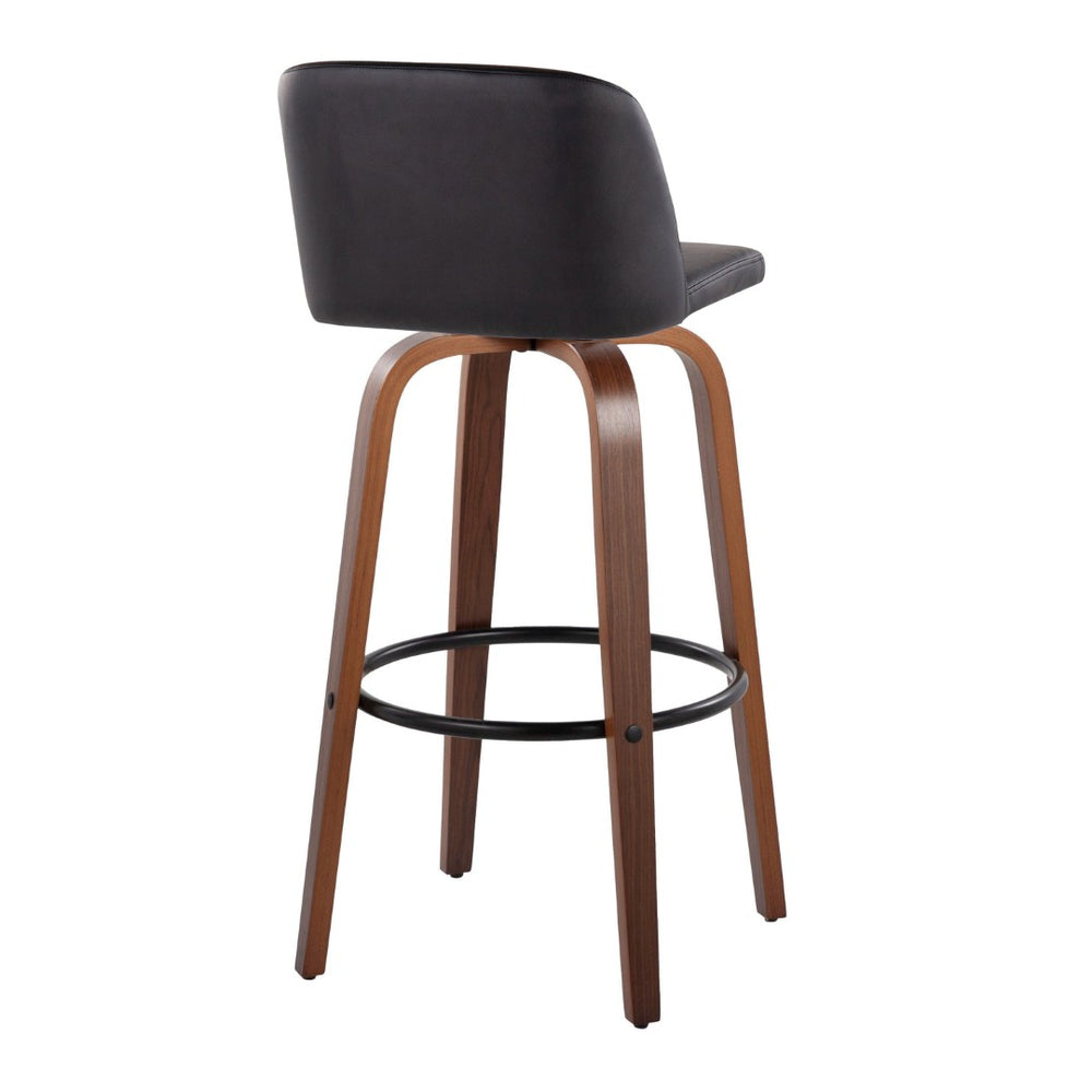 English Elm Toriano 30" Mid-Century Modern Barstool Set Of 2 With Swivel And Walnut Wood For Stylish Comfort B202S00696-GIGA
