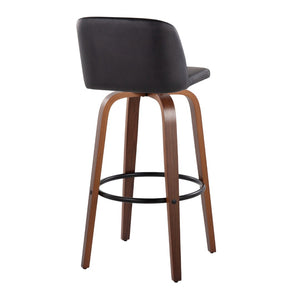 English Elm Toriano 30" Mid-Century Modern Barstool Set Of 2 With Swivel And Walnut Wood For Stylish Comfort B202S00696-GIGA