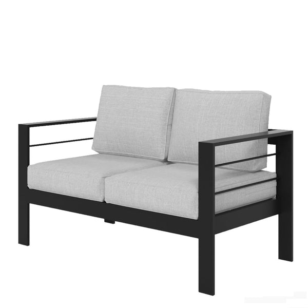 English Elm 50" Cast Aluminum Outdoor Loveseat with Uv Resistant Olefin Cushions for Patio Decks Black+ Gray B082P454973