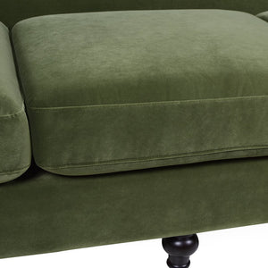English Elm Jennifer Taylor Home - Alana Lawson Three-Cushion Olive Green Velvet Sofa - Timeless Elegance & Easy Care Comfort B2719P238314