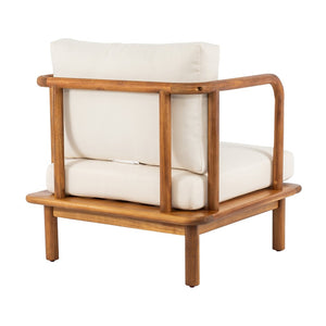 English Elm Canape Solid Acacia Outdoor Club Chair with Thick Cushion and Artisan Carved Arms N773P361057T