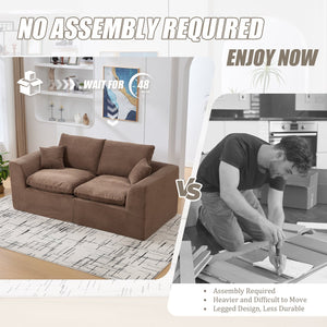 English Elm UNITED Cloud Couch Modular Sectional Sofa with Corduroy Cover, Ergonomic 2-Seater, No Assembly Needed Brown W1568P371124