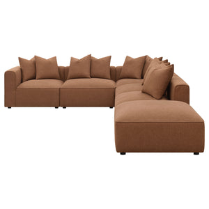 English Elm Colleen Terracotta Modular Sectional Sofa — 6-Piece Contemporary Tight Seat, Armless Chairs & Ottoman (154" W) B062S01210