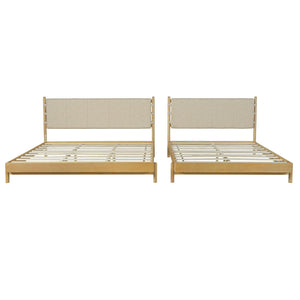 English Elm Christopher Knight Home® - Premium Rubber Wood Platform Bed Frame - King Size With Headboard, Elegant Mid-Century Design In Beige N770P288597A_N770P288598A