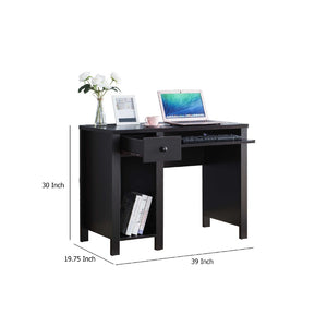 English Elm Akol Black Matte Computer Desk with Keyboard Drawer Open Shelf and Storage B056P416993