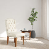 OSP Home Furnishings Jessica Tufted Wing Dining Chair Linen