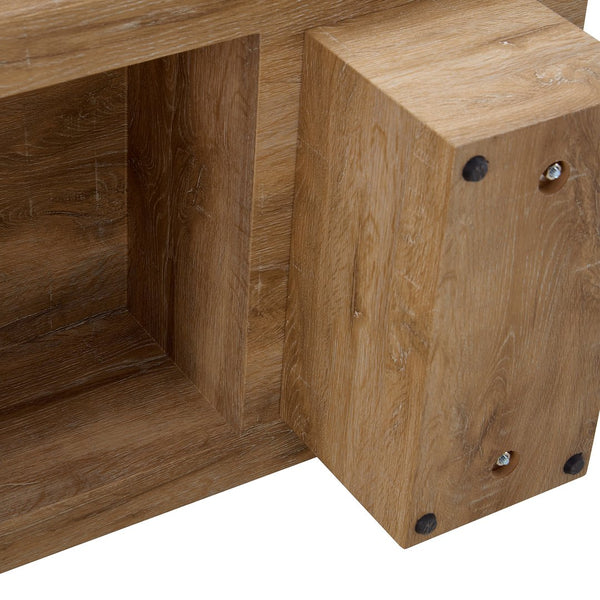 English Elm Modern Light Wood Texture MDF Coffee Table 43.3"x21.6"x17.2" — Spacious Top, Sturdy Legs, Easy Clean Finish W1151P295247