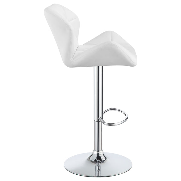 English Elm Kerwin Tufted White Upholstered Adjustable Bar Stool Set of 2 — Swivel, Chrome Pedestal, Height Lever B062P374131