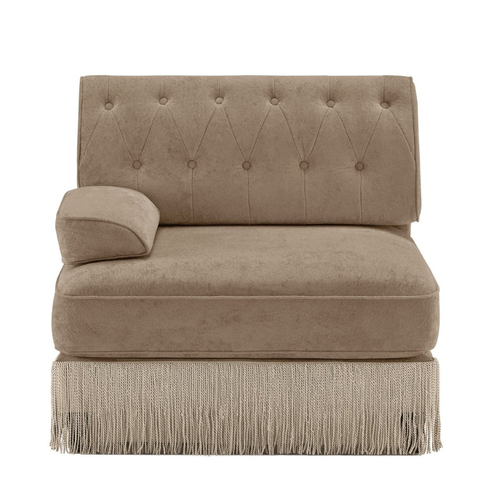 English Elm Sofa Modular Left Sectional Piece with Tufted Fleece Upholstery and Tassel Skirt W714P450817