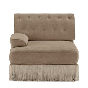 English Elm Sofa Modular Left Sectional Piece with Tufted Fleece Upholstery and Tassel Skirt W714P450817
