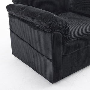 English Elm 33 Inch Oversized Swivel Corduroy Lounge Chair with Plush Chenille Cushioning and Support Springs Black W1829P265018