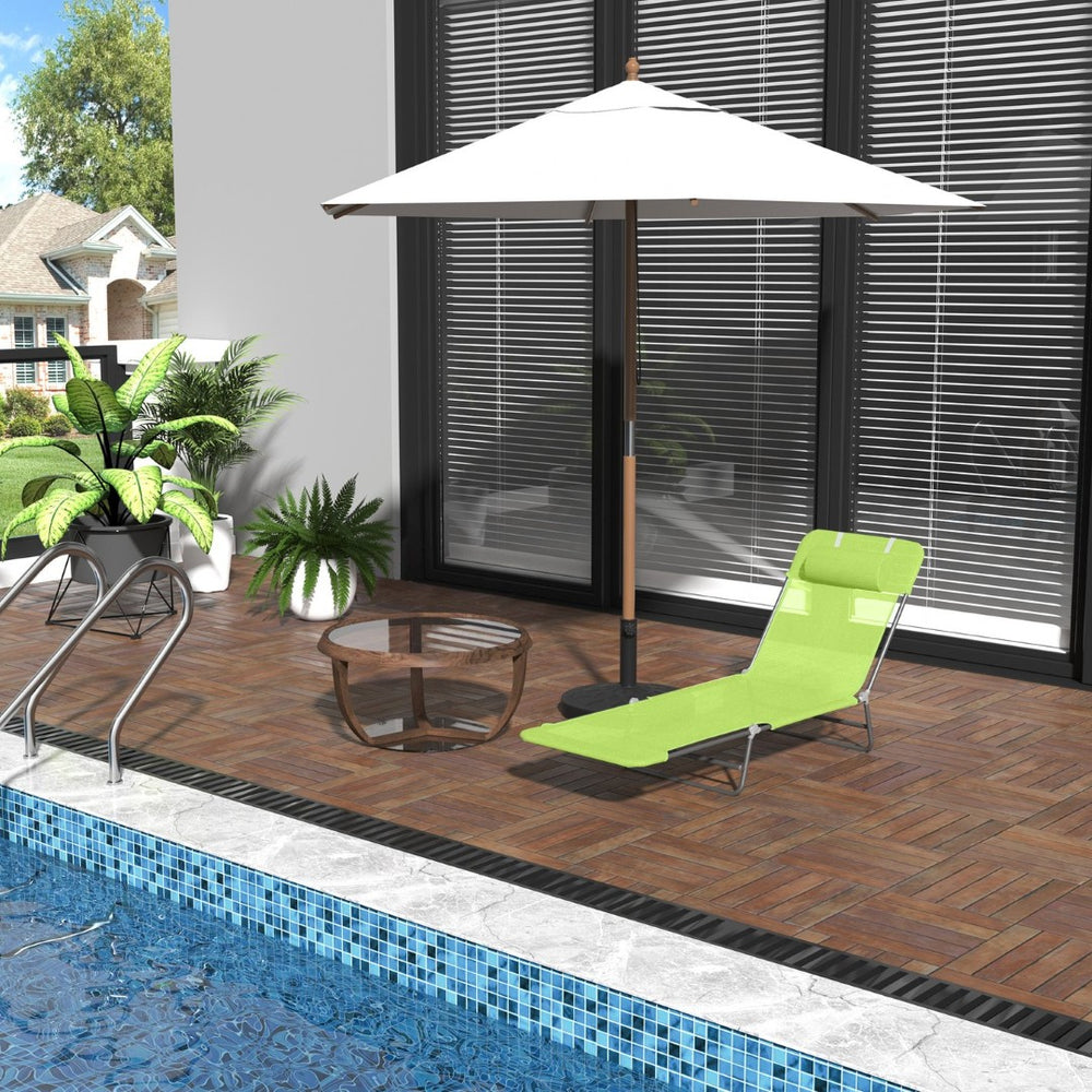 English Elm Sun Lounger Outdoor Folding Chaise with Mesh Surface Steel Frame and Adjustable Backrest T3971P382990