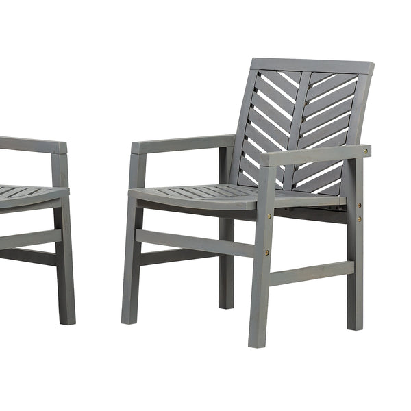 English Elm Walker Edison - Modern Acacia 2-Piece Chevron Patio Chairs Gray Wash - Durable Outdoor Set, Aged Stain Finish, Easy AASB, Teak Care Tips Included B185P169349