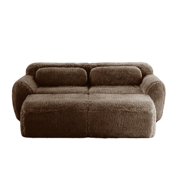 English Elm 80''soft Plush Modular Sectional Sofa with Chaise Deep Seat High Density Foam Living Room Chocolate W714S01539