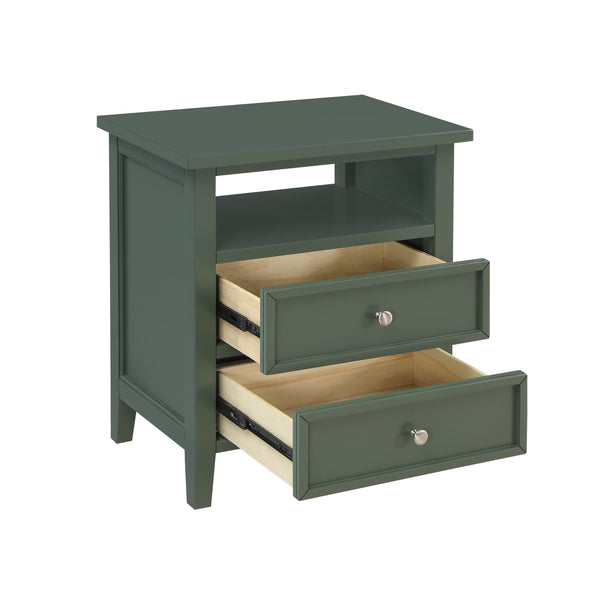 English Elm Weston Vintage Green 2-Drawer Nightstand with Open Shelf, Solid Wood & Dovetail Drawers, 26" L B050P376946