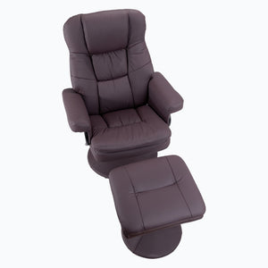 English Elm Swivel Faux Leather Manual Recliner with Ottoman Ergonomic Lounge Chair for Living Room W1622P460958
