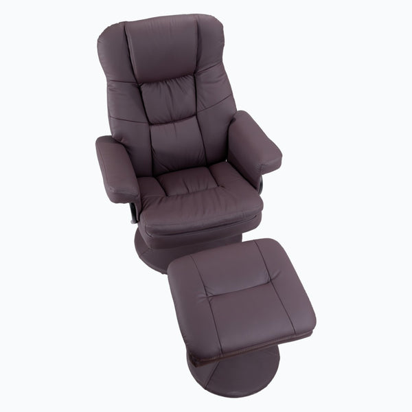 English Elm Swivel Faux Leather Manual Recliner with Ottoman Ergonomic Lounge Chair for Living Room W1622P460958