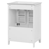 English Elm 24" Bathroom Vanity With Sink, Bathroom Vanity Cabinet With One Drawer and Doors, Solid Wood and Mdf, White