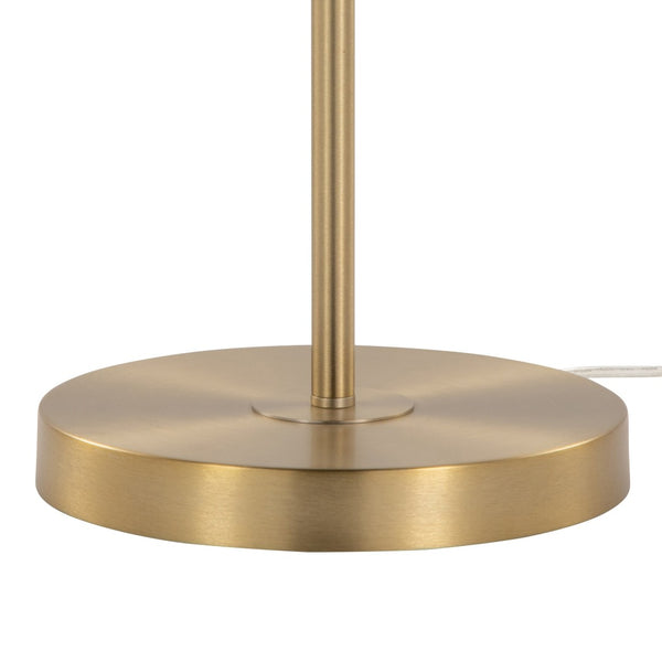 English Elm Bounty 62 Inch Gold Metal Floor Lamp with White Linen Shade for Living Room B202P223982