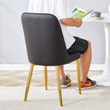 English Elm 2 Modern Dining Chairs, Sleek Pu Leather Backrest, and Gold Metal Legs Bring A Comfortable Home Experience To The Kitchen, Bedroom, and Office.