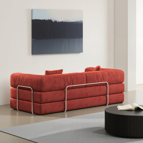 English Elm 78.8Inch Modular Sectional Sofa Bed - Convertible Orange Sofa For Small Spaces, Easy Care & Custom Layouts W3147P278113