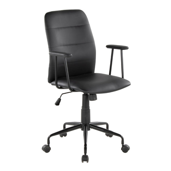 English Elm Office Chair with Faux Leather Upholstery Pneumatic Swivel Seat for Modern Workspaces Black B202P474194