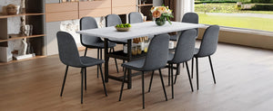 English Elm Table & 8 Dark Gray Chairs Set - 71X35.4" Black Grain Dining Table With Storage & Minimalist Design W1151S04264-GIGA
