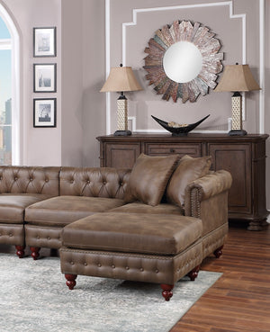 English Elm Dark Coffee 4-Piece Sectional Set – Breathable Leatherette With Reversible Loveseats & Ottomans B011S01328