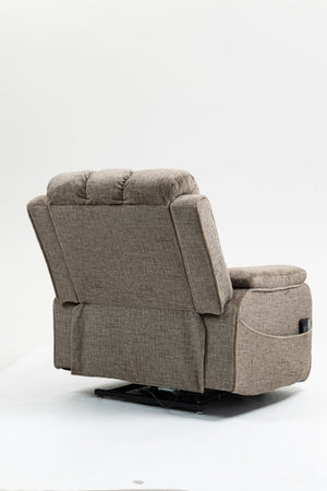 English Elm Oversized Power Lift Recliner Chair with Massage Heating and Usb Charging for Living Room Taupe W547S00072