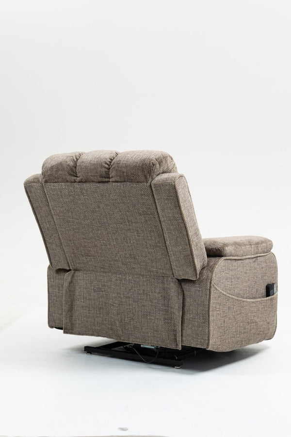 English Elm Oversized Power Lift Recliner Chair with Massage Heating and Usb Charging for Living Room Taupe W547S00072