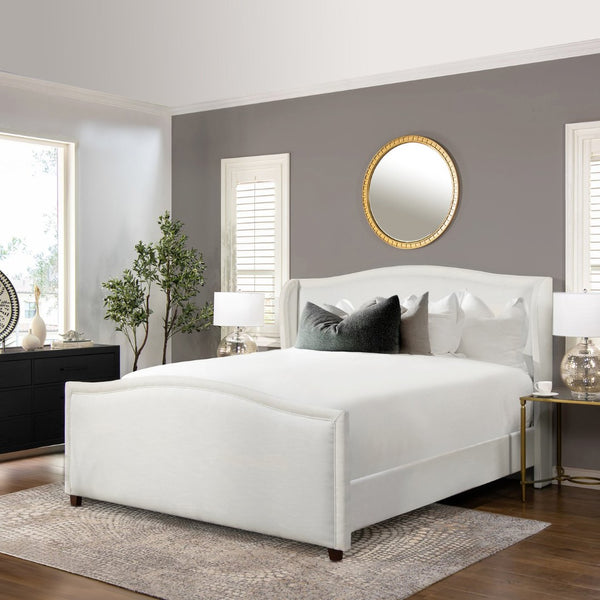 English Elm Carmen Wingback King Bed Polyester Upholstered Shelter Headboard Traditional Bedroom B2719P238234