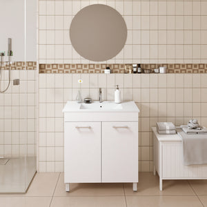 English Elm 32-Inch Floor-Mounted Bathroom Vanity With Sink Combo - Elegant Design, Soft-Close Doors, Adjustable Feet W3151S00031