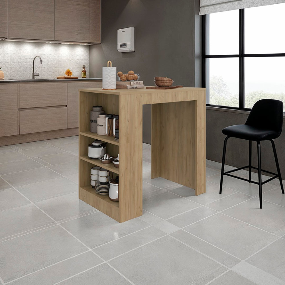 English Elm Kitchen Island Doyle with Open Side Shelves Compact Lavender Accent Prep Station B092P474486