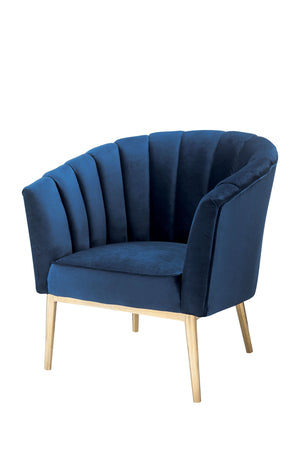 English Elm Colla Velvet High-Back Accent Chair in Midnight Blue with Tufted Bucket Seat and Gold Metal Legs B2726P277895