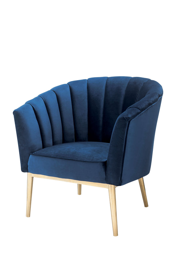 English Elm Colla Velvet High-Back Accent Chair in Midnight Blue with Tufted Bucket Seat and Gold Metal Legs B2726P277895