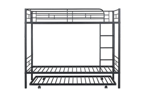 English Elm Contemporary Twin-Over-Twin Bunk Bed with Pull-Out Trundle and Built-In Ladder for Space-Saving Rooms Black 80 L x 15 W x 7 H B2741P350233