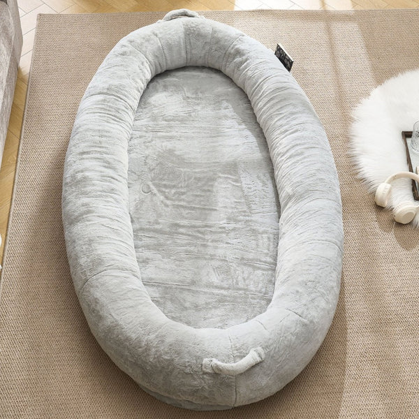 English Elm Human Dog Bed Oversized Memory Foam Floor Lounger with Plush Surface and Storage Pocket W2705P255385