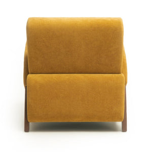 English Elm Lounge Accent Chair Velvet Upholstered Seat with Birch Legs for Compact Living Spaces Brown Yellow W2901P463462