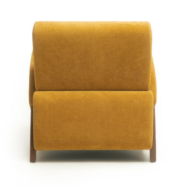 English Elm Lounge Accent Chair Velvet Upholstered Seat with Birch Legs for Compact Living Spaces Brown Yellow W2901P463462