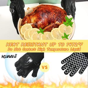 English Elm Bbq Gloves Aramid Fiber Heat Resistant Silicone Grip Five Finger Washable Mitts W2181P192852