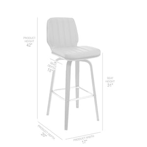 English Elm Quorin 30" Swivel Bar Stool In Gray Faux Leather & Walnut Wood - Modern Comfort & Style B2736P268614-GIGA