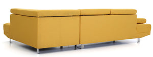 English Elm Riveredge Modern Right-Facing Sectional with Adjustable Armrests & Headrests, Chrome Legs, Fabric Comfort Yellow 21 L x 76 W x 34 H B078S00399