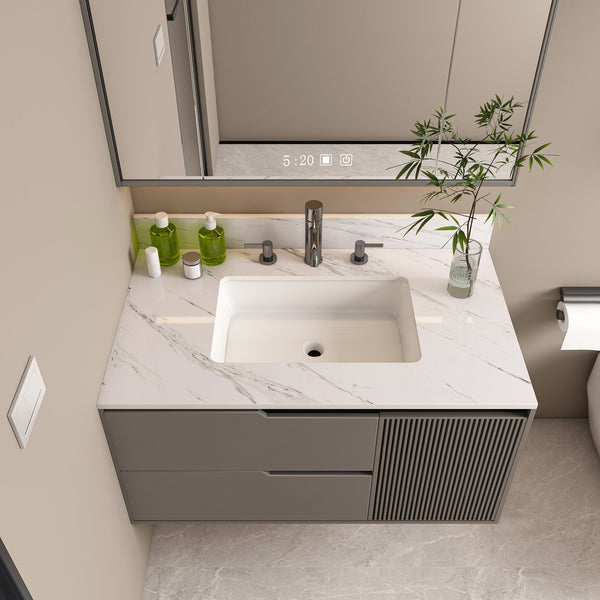 English Elm 37 Inch Marble Vanity Top – Elegant Bianco Carrara Stone With Undermount Sink & Pre-Drilled Holes W2700P194075